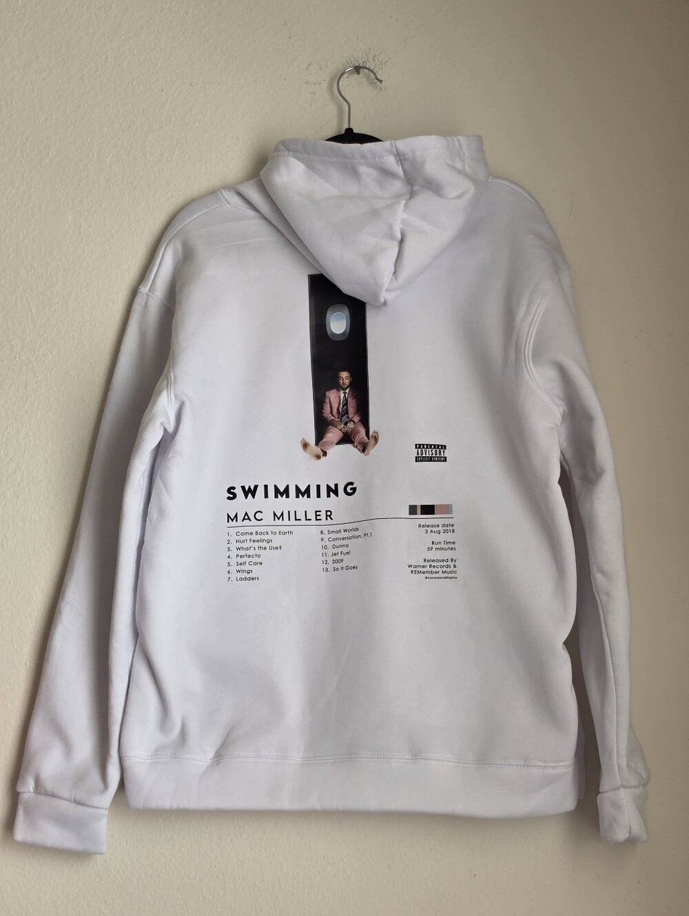 Mac Miller White Swimming Hoodie Size Medium